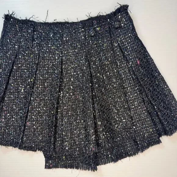 Aqua Wicked Tweed Asymmetric Pleated Skirt Women’s Medium Dark Academia Broadway - Picture 6 of 16